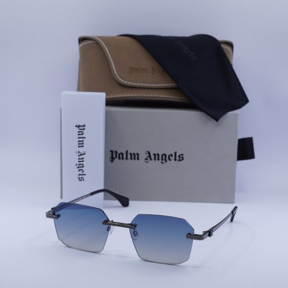Palm Angels PERI10G QUARTZ 1007 Geometric Sunglasses - Gunmetal/Blue - Picture 5 of 11